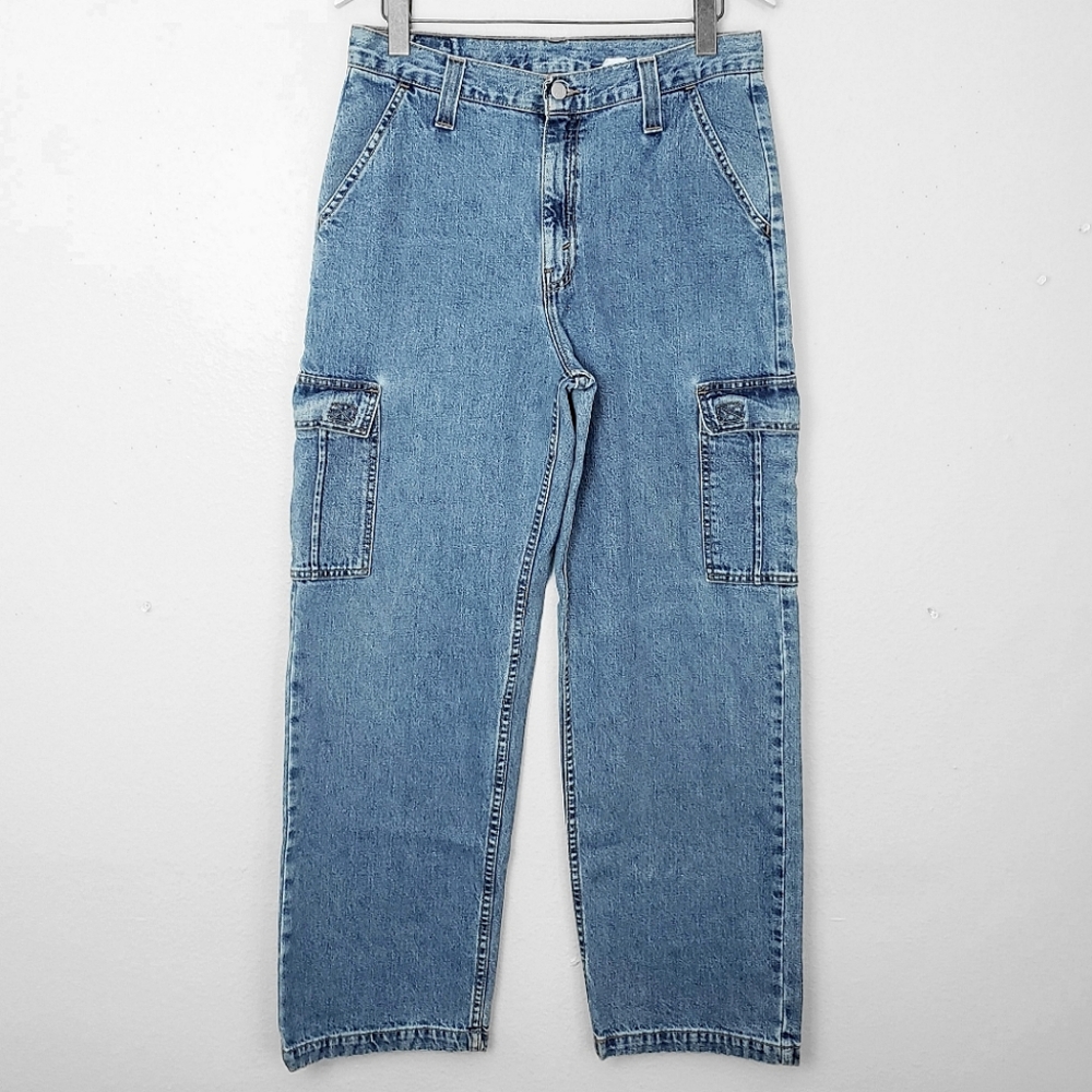 Vintage LEVI'S L2 Cargo Jeans 33"x31" (Juniors 11) 90s Made In USA
